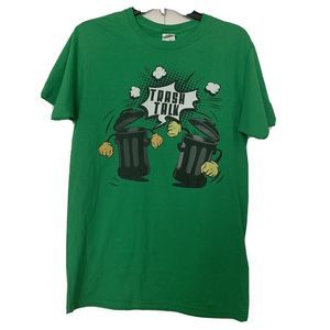 Vintage Fruit of The Loom "Trash Talk" Graphic Tee Shirt Green Sz S 100% cotton